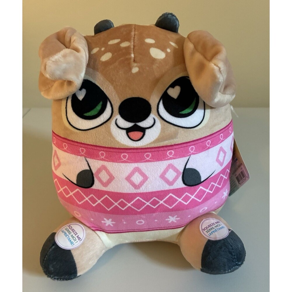 Flipeez Pippa Reindeer Plush Stuffed Animal Pink 8" NEW w/tag Just Play